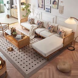Ghế sofa góc gỗ tự nhiên phối mây VUADECOR VS112 2