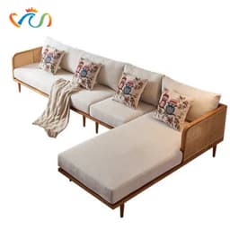 Ghế sofa góc gỗ tự nhiên phối mây VUADECOR VS112 1