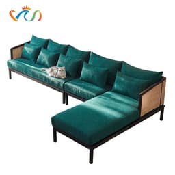 Ghế sofa góc gỗ tự nhiên phối mây VUADECOR VS113 1