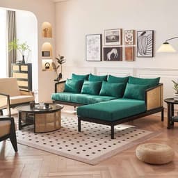 Ghế sofa góc gỗ tự nhiên phối mây VUADECOR VS113 4