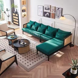 Ghế sofa góc gỗ tự nhiên phối mây VUADECOR VS113 3