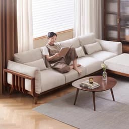 Ghế sofa gỗ tự nhiên đệm nỉ, da VUADECOR VS116 5