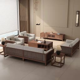 Ghế sofa gỗ tự nhiên đệm nỉ, da VUADECOR VS117 9