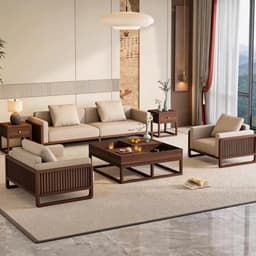 Ghế sofa gỗ tự nhiên đệm nỉ, da VUADECOR VS117 8