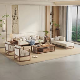 Ghế sofa gỗ tự nhiên đệm nỉ, da VUADECOR VS117 4