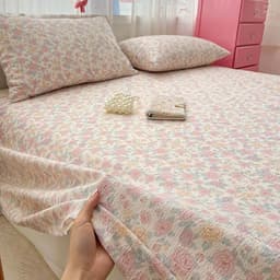 (1 ga giường 2 vỏ gối) Bộ Ga Gối Đũi Dệt Tơ Tre Sọc Pastel – Ga Giường Mềm Mát Thoáng Khí, Thấm Hút Tốt 4