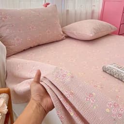 (1 ga giường 2 vỏ gối) Bộ Ga Gối Đũi Dệt Tơ Tre Sọc Pastel – Ga Giường Mềm Mát Thoáng Khí, Thấm Hút Tốt 6