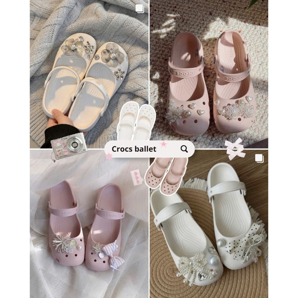 [AUTHENTIC 100%] Dép Crocs Classic Ballet chính hãng dép nữ chống nước, êm chân không kèm charm sale