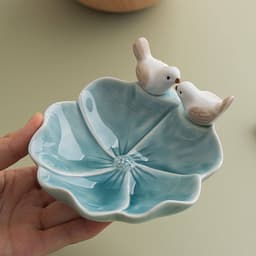 Khay Sứ Đựng Trang Sức Hình Lá Kèm Chim Decor – Đĩa Để Nhẫn, Khuyên Tai, Phụ Kiện Bàn Trang Điểm 3