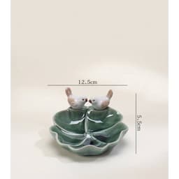 Khay Sứ Đựng Trang Sức Hình Lá Kèm Chim Decor – Đĩa Để Nhẫn, Khuyên Tai, Phụ Kiện Bàn Trang Điểm 2