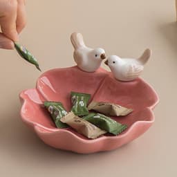 Khay Sứ Đựng Trang Sức Hình Lá Kèm Chim Decor – Đĩa Để Nhẫn, Khuyên Tai, Phụ Kiện Bàn Trang Điểm 4