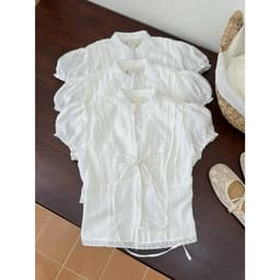 Áo Kiểu Nữ Dáng CroptopTRANGCLOTHINGG Chi Tiết Cổ Tàu Tay Bồng Cột Dây Nơ Mùa Hè HÀNG THIẾT KẾ CAO CẤP SƠMI 6