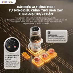 Máy Xay Ăn Dặm Bear BFM - 025JM, Dung Tích 0.3L - Công Suất 200w,  8 Lưỡi Dao Inox 316, Tích hợp cảm biến AI 4