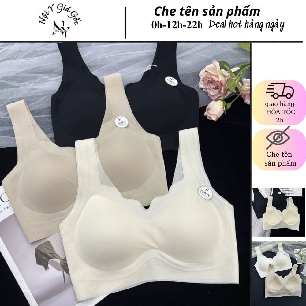 [SẴN MÚT] Áo Bra Su Thạch Quảng Châu Không Gọng, Đệm Mút Mỏng, Dây Bản To Dưới 55kg Mã 5501