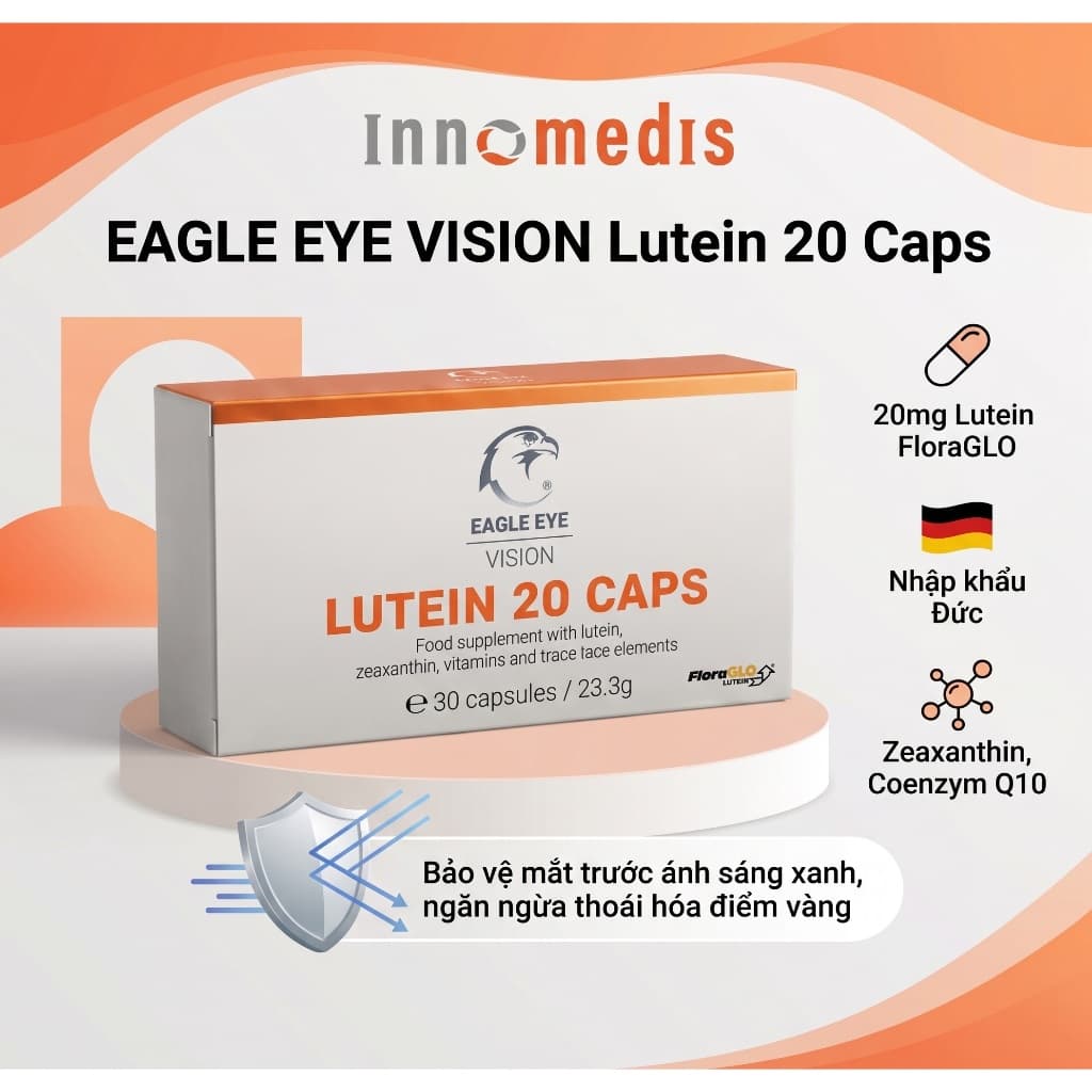 [NHẬP KHẨU ĐỨC] Viên Uống Bổ Mắt Eagle Eye Vision Lutein 20 Caps Ngăn Thoái Hoá Điểm Vàng, Ngăn Tác Hại Ánh Sáng Xanh