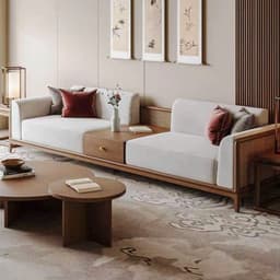 Ghế sofa gỗ phối mây đệm nỉ, da VUADECOR VS118 2