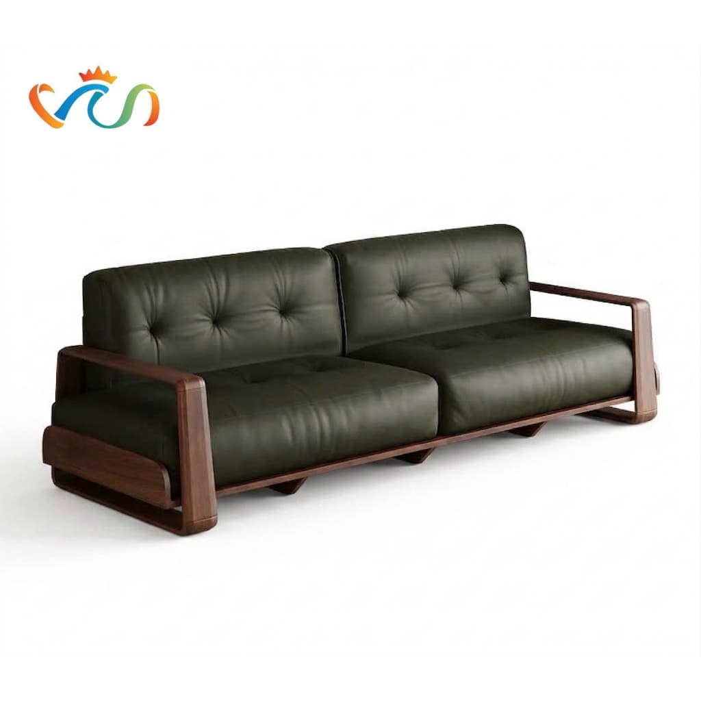 Ghế sofa gỗ tự nhiên đệm nỉ, da VUADECOR VS119