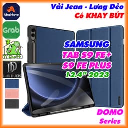 [DUX DUCIS-Có Khay Bút] Bao Da MTB Samsung Tab S9 FE+ / S9 FE PLUS 12.4" 2023 DOMO Series Lưng Dẻo Vải Jean Chính Hãng 1