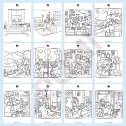 Bộ 36 tranh tô màu Chill thư giãn dành cho người lớn giấy A4 - Tô màu xả stress chữa lành - Đồ Chơi POMI 2