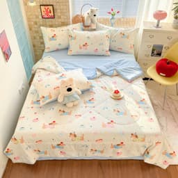 ( tặng ôm) Bộ Chăn Ga Gối 4 Món Cotton Đũi Chăn Hè Chần Bông Pastel Decor.urhome 6