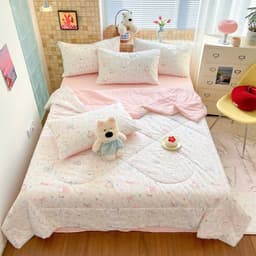 ( tặng ôm) Bộ Chăn Ga Gối 4 Món Cotton Đũi Chăn Hè Chần Bông Pastel Decor.urhome 9