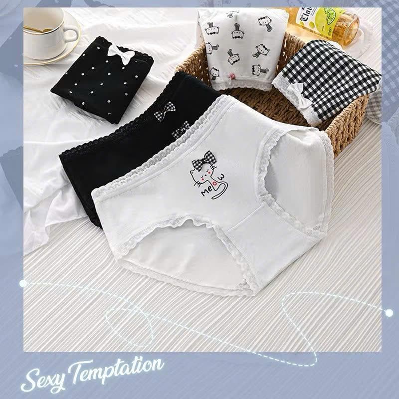 Combo 10 quần Hình Mèo xinh xắn cho bé gái, chất vải cotton, cạp ren mềm, co giãn 4 chiều