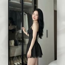 Đầm 2 Dây Chấm Bi Đen Dáng Xòe Ôm Ngực Buộc Dây Sexy Ngắn Đi Chơi Mùa Hè 2