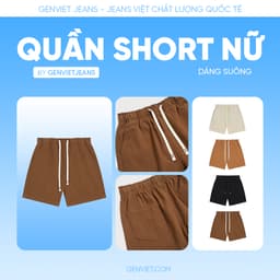 Quần short kaki nữ GENVIET JEANS chất thô cạp chun basic thoải mái mặc đi chơi du lịch 8906 3