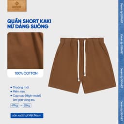 Quần short kaki nữ GENVIET JEANS chất thô cạp chun basic thoải mái mặc đi chơi du lịch 8906 2