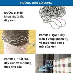 Dây xích inox phơi đồ đa năng, có móc khóa, dài từ 1m đến 6m 3