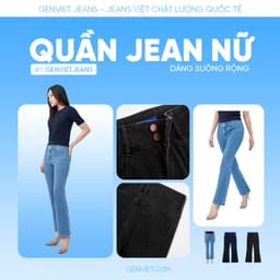 Quần bò nữ ống loe cạp cao GENVIET JEANS vải denim form ôm, chất co giãn 8783 3