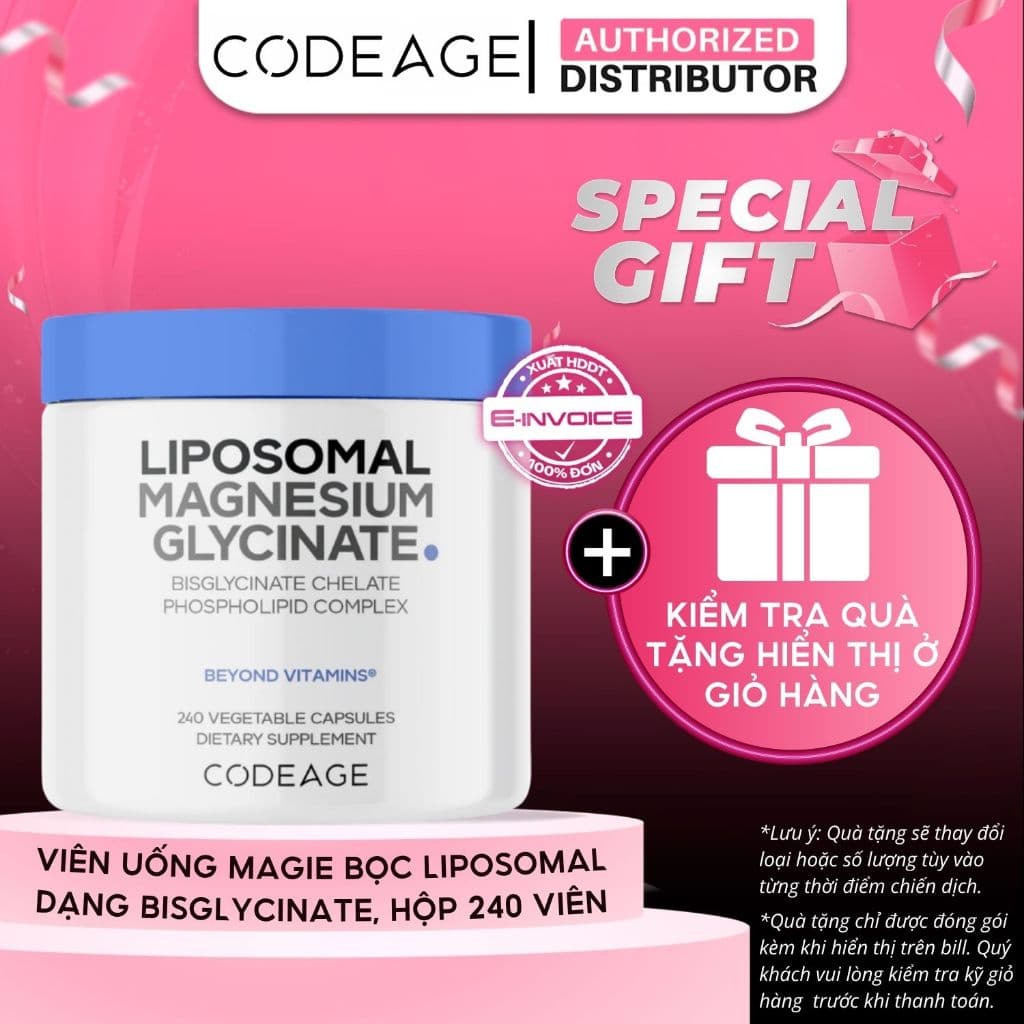 [Hàng cty] Liposomal MagnesiumViên Uống Bảo Vệ Sức Khỏe Codeage Liposomal Magnesium, Hộp 240 Viên
