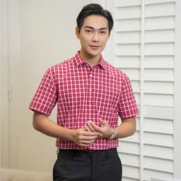 Áo Sơ Mi Ngắn Tay Công Sở DGC Dáng Suông Smart Casual, Hoạ Tiết Kẻ Caro Trẻ, Dễ Phối Đồ - SASNBC51M 5
