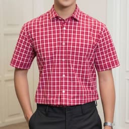 Áo Sơ Mi Ngắn Tay Công Sở DGC Dáng Suông Smart Casual, Hoạ Tiết Kẻ Caro Trẻ, Dễ Phối Đồ - SASNBC51M 6