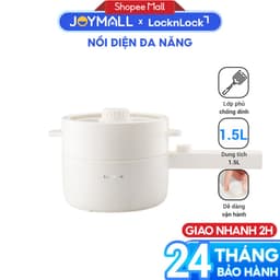 Nồi điện chống dính LocknLock 1.5L EJP436IVY 600W - Hàng chính hãng, Kèm khay hấp - JoyMall 1