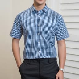 Áo Sơ Mi Ngắn Tay Công Sở DGC Dáng Suông Smart Casual, Hoạ Tiết Kẻ Caro Trẻ, Dễ Phối Đồ - SASNBC51M 9