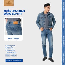[ẨN] Quần jean nam ống col vừa GENVIET JEANS vải denim cao cấp co giãn nhẹ basic dễ phối đ 8375 2