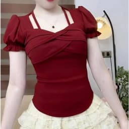 Áo Thun Tay Ngắn Bigsize Ôm Body ESHOP MS482 Thiết Kế Cổ Vuông Phối Dây Sang Chảnh Tôn Dáng 45-85kg 4