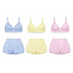 Set đồ đi biển nữ kẻ sọc pastel – Áo bra ren dây ngọc + quần short xòe sexy, siêu tôn dáng 7