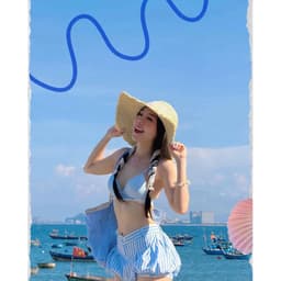 Set đồ đi biển nữ kẻ sọc pastel – Áo bra ren dây ngọc + quần short xòe sexy, siêu tôn dáng 3