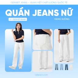Quần jean nữ dáng suông basic GENVIET JEANS cạp chun sau thoải mái vải denim cao cấp tôn dáng công sở 8950 3