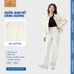 Quần jean nữ dáng suông basic GENVIET JEANS cạp chun sau thoải mái vải denim cao cấp tôn dáng công sở 8950 2
