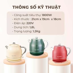 Ấm Siêu Tốc Cao Cấp GUME GMEK Chính Hãng - Dung Tích 1.8L - Công Suất 1800W - An Toàn 4