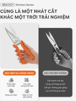 Kéo nhà bếp đa năng Bravio Keso thép không gỉ cao cấp kéo cắt gà xương cá 3