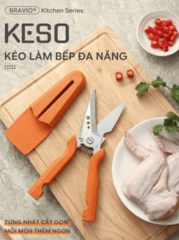 Kéo nhà bếp đa năng Bravio Keso thép không gỉ cao cấp kéo cắt gà xương cá 2