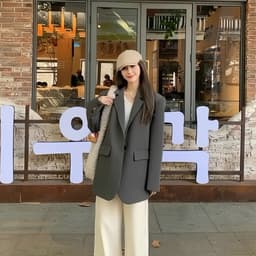 [Sẵn Xám] Áo Blazer Nữ Dáng Dài Áo Vest Nữ Blazer Form Rộng Kiểu Hàn Quốc Áo Khoác Nữ Mùa Đông Đi Làm Đi Chơi AZ1073 1