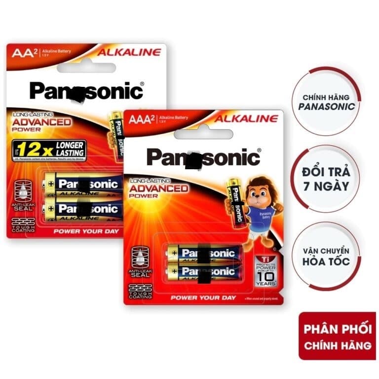 Vỉ 2 pin AAA (3A)/ AA (2A) Pan@sonic 1,5V Alkailine LR03T và NP Việt Nam