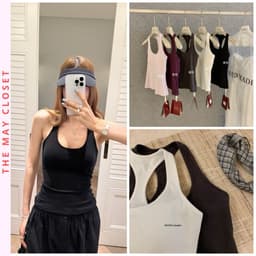 [𝐒𝐀𝐋𝐄] 𝑻𝒉𝒆𝑴𝒂𝒚 x 𝐖𝐆𝐖𝐄/ Áo Thun Ba Lỗ Nữ Kèm Mút Ngực 𝐖𝐆𝐖𝐄 8876, Áo Balo 2 Dây Lưng Chữ I Chất Mềm Mát 1