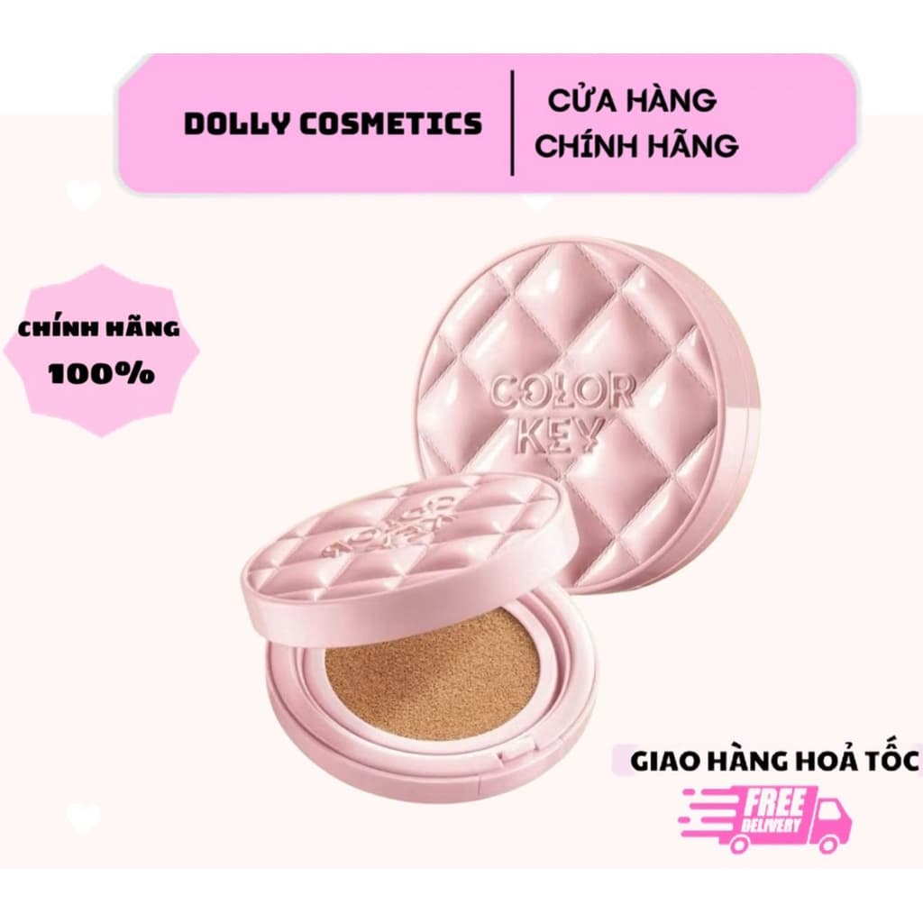 COLORKEY Cushion Chống Nắng SPF50+ PA++++ Kẻ Ô Hồng, Mỏng Nhẹ, Lâu Trôi 24H,  Nâng Tone Tự Nhiên, Dưỡng Sáng 11g