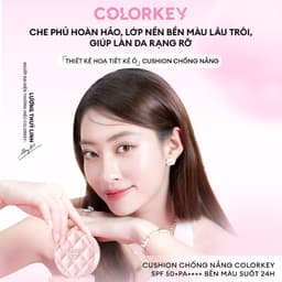 COLORKEY Cushion Chống Nắng SPF50+ PA++++ Kẻ Ô Hồng, Mỏng Nhẹ, Lâu Trôi 24H,  Nâng Tone Tự Nhiên, Dưỡng Sáng 11g 6